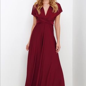 ALWAYS STUNNING CONVERTIBLE BURGUNDY MAXI DRESS